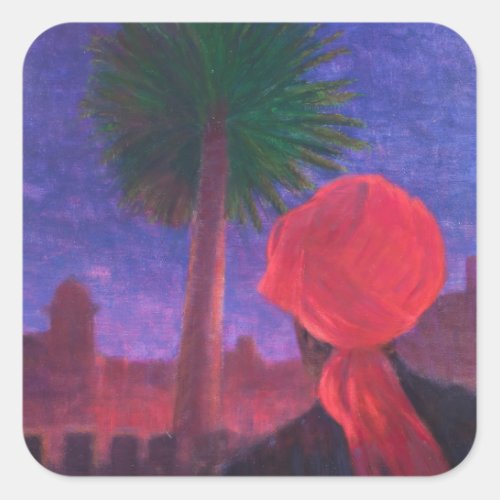 Red Turban dusk Jodhpur 2012 Square Sticker