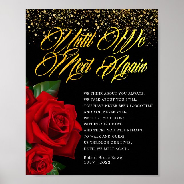 Red Turkish Rose Funeral Poem Sign (Front)