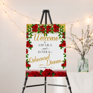 Red Turkish Roses Rehearsal Dinner Sign