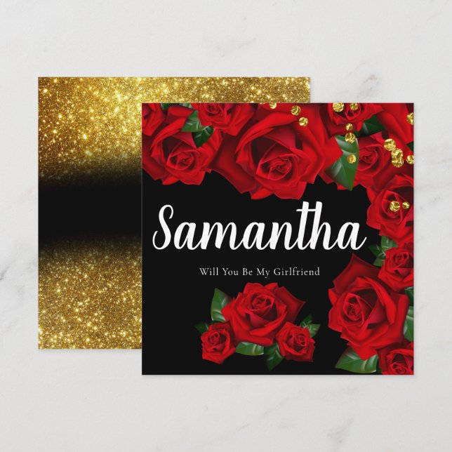 Red Turkish Roses will you be my girlfriend Card (Front/Back)