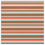 [ Thumbnail: Red, Turquoise, and Brown Lines Fabric ]