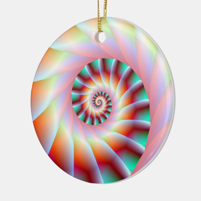 Red Turquoise and Pink Spiral Steps Ornament (Left)