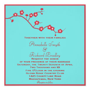 Red and turquoise Wedding Invitations | Zazzle