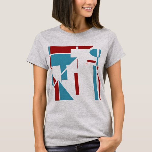 Red Turquoise MCM_Inspired Geometric Design T_Shirt