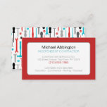 Red Turquoise Tools Contractor Business Card at Zazzle