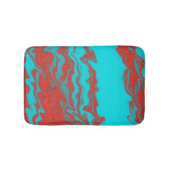 Red Turquoise Wavy Lines Bathroom Mat by ArtByApril at Zazzle
