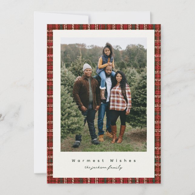 Red Tweed Photocard Holiday Card (Front)