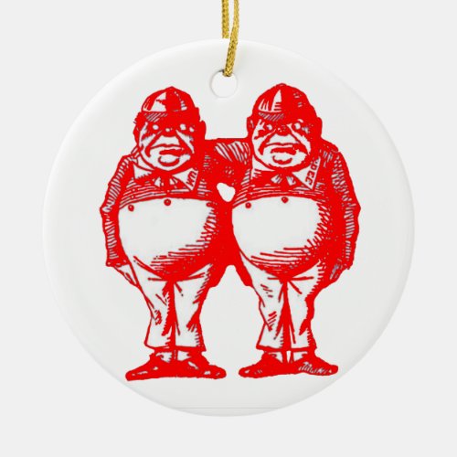 Red Tweedle Dee  Tweedle Dum Ceramic Ornament