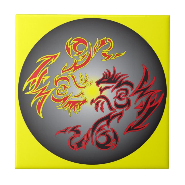 red twin moon dragon tile (Front)