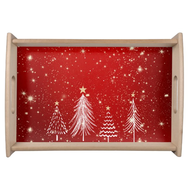 Red Twinkle with Christmas Trees Serving Tray (Front)