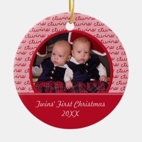 Red Twins First Christmas Photo Ornament