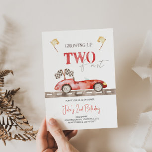 Red TWO Fast Race Car Birthday Invitation