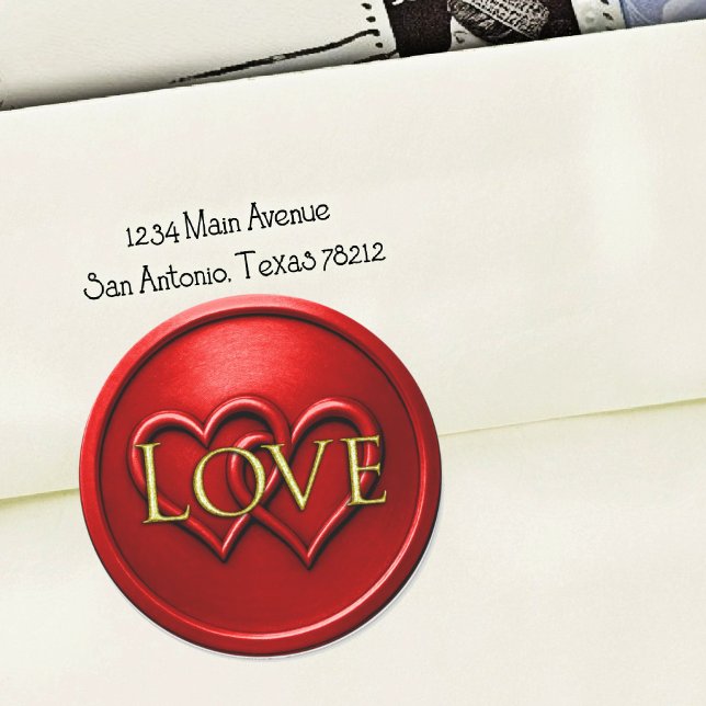 Red Two Hearts Intertwined Wedding Classic Round Sticker (Creator Uploaded)