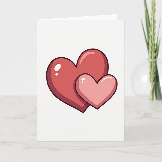 Red Two Hearts Love Card (Front)
