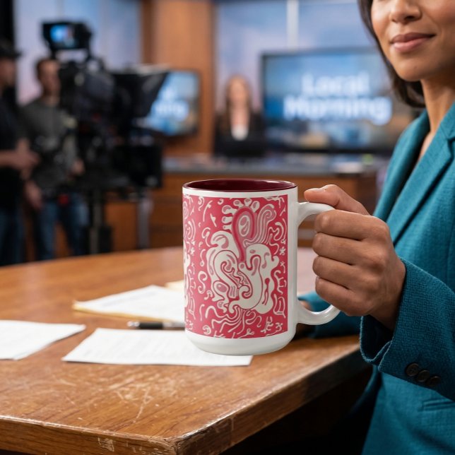 Red Two-Tone Coffee Mug (AI product visualization, art is not AI)