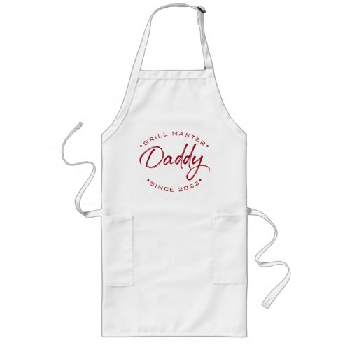 Red Type Grill Master Daddy Since Custom Year Long Apron