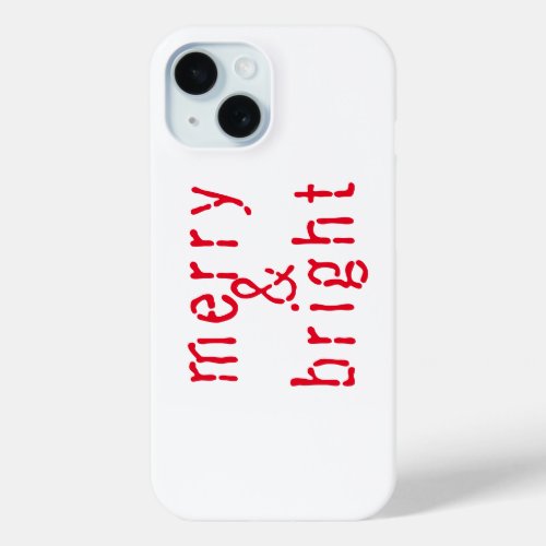 Red Typography Christmas Merry And Bright Season iPhone 15 Case