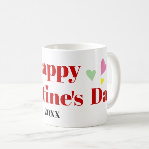 Red typography Happy Valentines Day hearts Coffee Mug