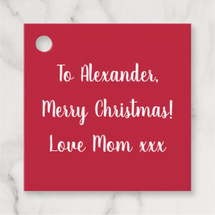 Red Typography Merry Christmas from Mom Gift Favor Tags