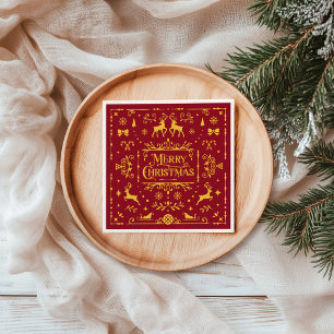 Red Typography Merry Christmas Holiday Napkins