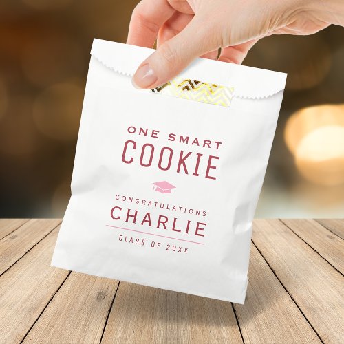 Red Typography One Smart Cookie Graduation  Favor Bag