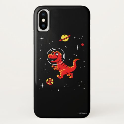 Red Tyrannosaurus Rex Dinos In Space iPhone X Case