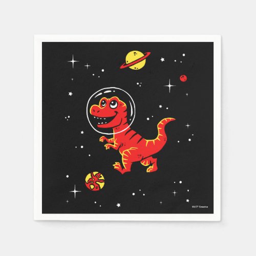 Red Tyrannosaurus Rex Dinos In Space Napkins