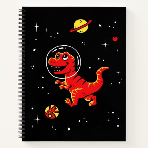Red Tyrannosaurus Rex Dinos In Space Notebook