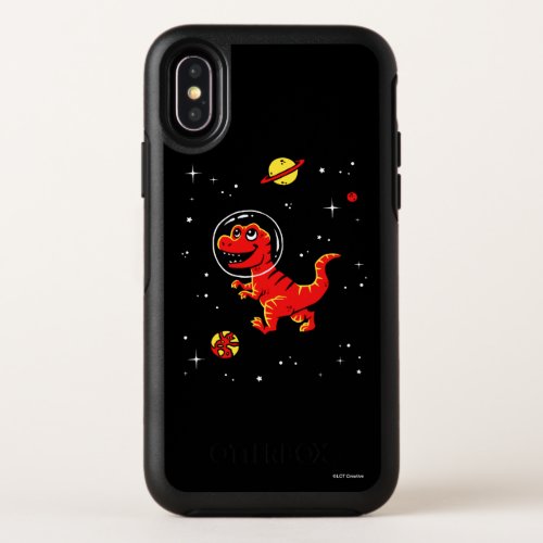 Red Tyrannosaurus Rex Dinos In Space OtterBox Symmetry iPhone X Case