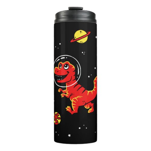 Red Tyrannosaurus Rex Dinos In Space Thermal Tumbler