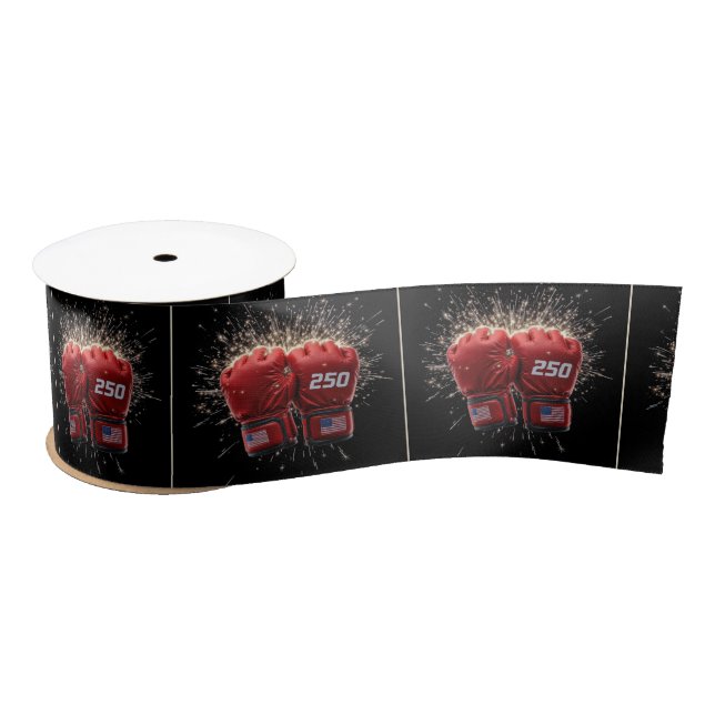 Red UFC Fight Gloves For USA 250th Birthday Satin Ribbon (Spool)