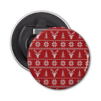 Red ugly Christmas sweater pattern Bottle Opener
