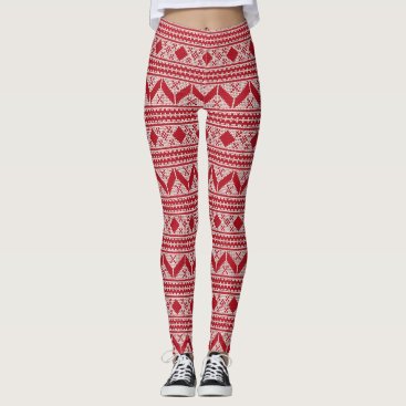 Red Ugly Christmas Sweater Pattern Leggings