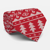 Red Ugly Christmas Sweater Pattern Neck Tie (Rolled)