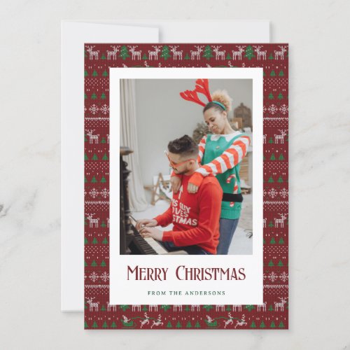Red Ugly Christmas Sweater Photo Christmas Cards