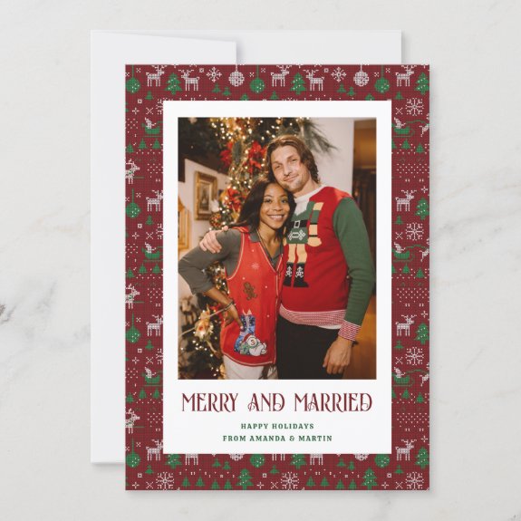 Red Ugly Sweater Married and Merry Photo