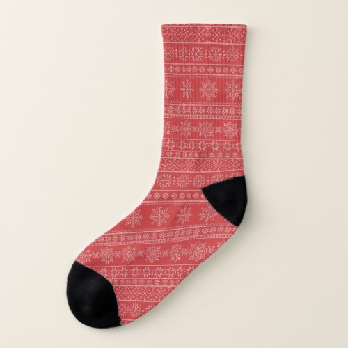 Red ugly sweater scandinavia christmas  socks