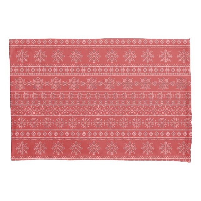 Red ugly sweater scandinavian christmas wrapping p pillow case (Front)