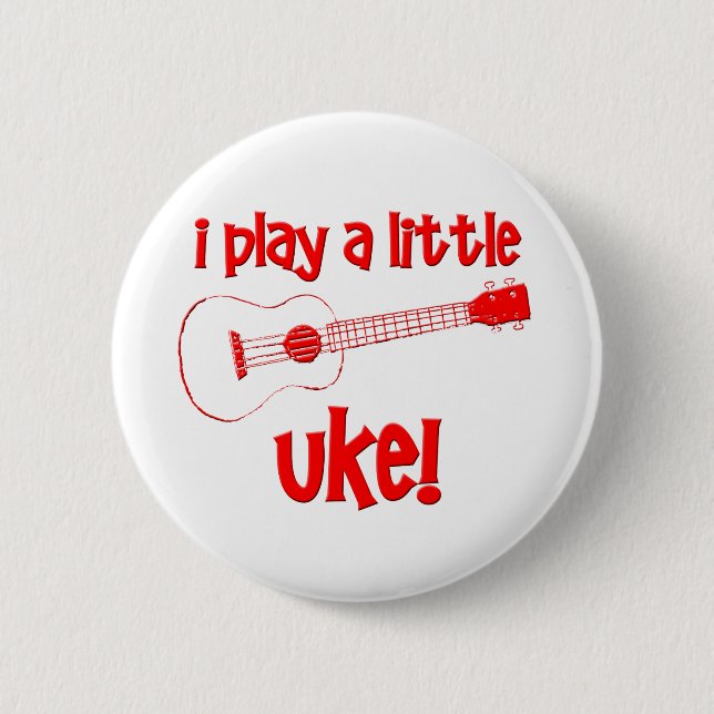 Red Ukulele Pinback Button (Front)