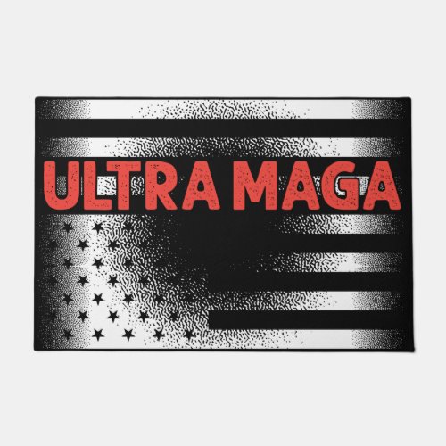 Red Ultra MAGA on Distressed American Flag Doormat