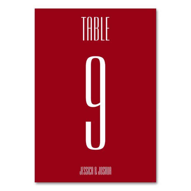 Red Ultra Modern Contemporary Table Number (Front)