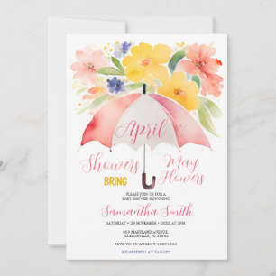 Red Umbrella April Showers Bring May Flowers Invitation