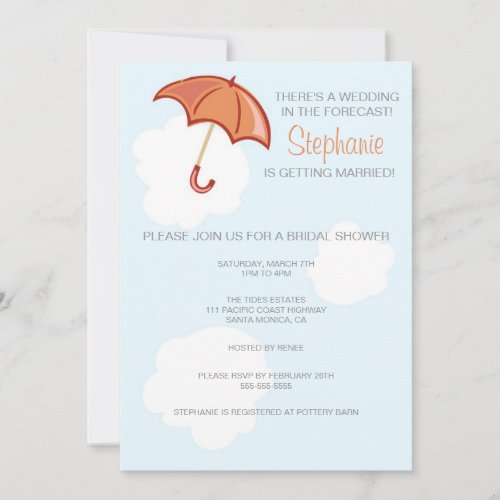 Red Umbrella Bridal Shower Invitation