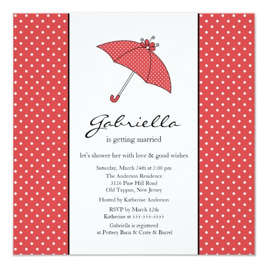 Red Umbrella Bridal Shower Invitation