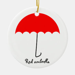 Red umbrella ceramic ornament