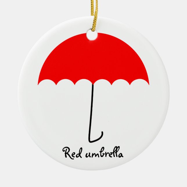Red umbrella ceramic ornament (Front)