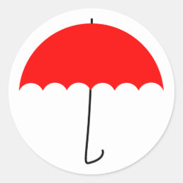 Red umbrella classic round sticker
