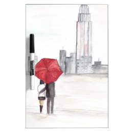 Red umbrella couple New York cool trendy beautiful Dry-Erase Board