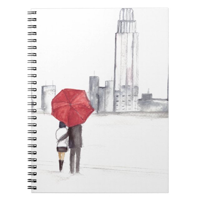 Red umbrella couple New York cool trendy beautiful Notebook (Front)
