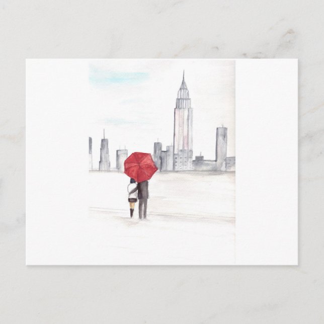 Red umbrella couple New York cool trendy beautiful Postcard (Front)